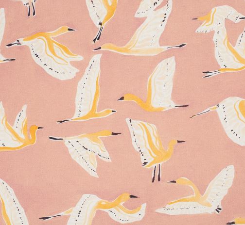 SMD scarf, Peachy, birds print on apricot, close up of print by Margaret Jeane