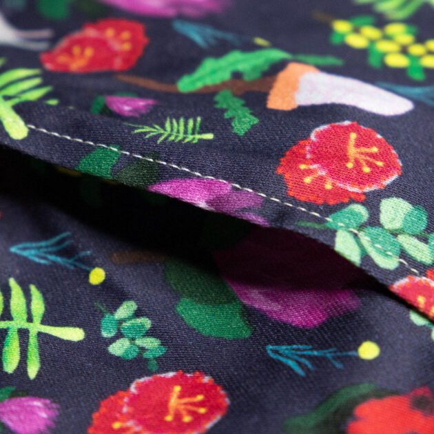 Sherie Mrogan Design wheat pillow with a native floral design, the close up of the opening is featured in the image