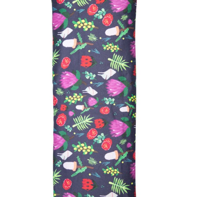 Sherrie Morgan Design relaxing eye pillow with a native floral design on a navy background, product image of the full eye pillow.