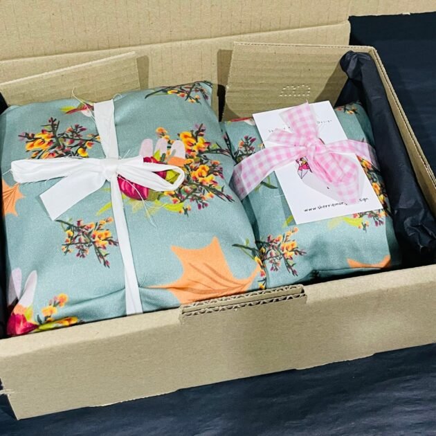 Sherrie Morgan Design, protea and banksia floral  design, heat pack and eye pillow featured as a pair