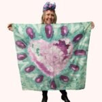 SMD orignal art big splash, a purple heart on turquoise, full square scarf.