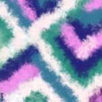 SMD original art Crossroads, abstract deisgn of roads, green, blue, white, pink, teal.
