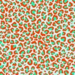 SMD original art 'Eye of the', animal print in red and green.