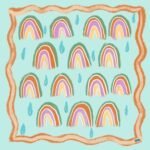 SMD original art 'Rain or Shine', light blue base with rainbows and rain