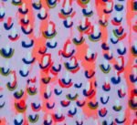 SMD scarf, coral and lilac abstract rain print, by Katie Kortman, close up of print
