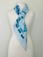 Sherrie Morgan original art neckscarf. Baby blue base colour and abstract sea design