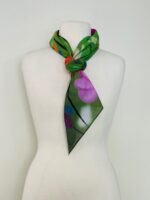 SMD original art 'Flowers for Days', multi coloured flowers in a grassy green field, displayed as neck scarf.