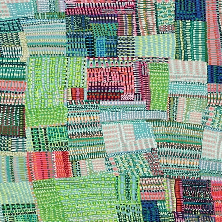 SMD scarf, Miss Moresby green lines design