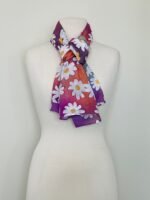 SMD original art 'Oh Daisies', fun white daisy design on a multicoloured base, displayed as a neck scarf