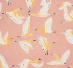 SMD scarf, Peachy, birds print on apricot, close up of print by Margaret Jeane