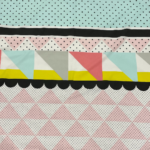 SMD upcycled scarf with pink, white, blue shapes