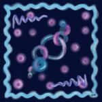 SMD original art 'Spacewalk' dark navy base with chain link in lilac.