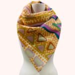 SMD original art 'Under the Sea' colourful peach, purple and green starr seabed, featured as a neck scarf, hankerchief style