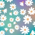 SMD orignal art 'Oh Daisies Electric', white and yellow daisies on an electric blue background.